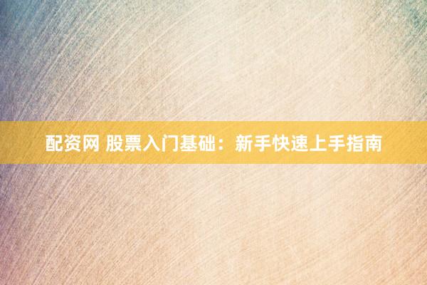 配資網(wǎng) 股票入門基礎：新手快速上手指南
